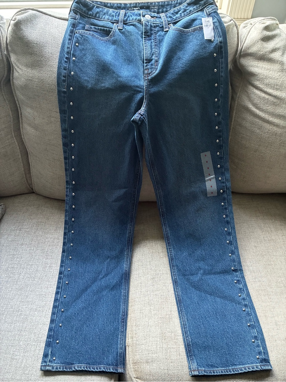 Old Navy Classic Blue Jean with Stud-Trim size 8’and brand nee with tags